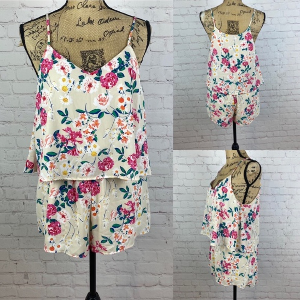 Peach Love Floral Print Romper
